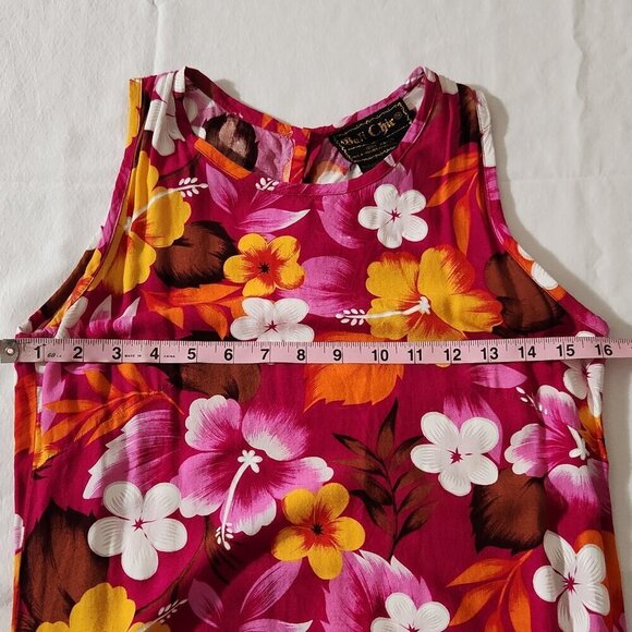 Bali Chic Women's Size Small Tropical Floral Print Sleeveless Maxie Dress Beach - Picture 11 of 13